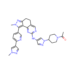 CC(=O)N1CCC(n2cc(Nc3ncc4c(n3)-c3c(nn(C)c3-c3ccc(-c5cnn(C)c5)nc3)CC4)cn2)CC1 ZINC000224944898