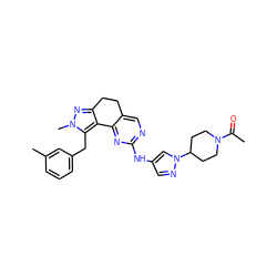 CC(=O)N1CCC(n2cc(Nc3ncc4c(n3)-c3c(nn(C)c3Cc3cccc(C)c3)CC4)cn2)CC1 ZINC000169702293