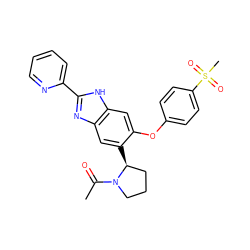 CC(=O)N1CCC[C@@H]1c1cc2nc(-c3ccccn3)[nH]c2cc1Oc1ccc(S(C)(=O)=O)cc1 ZINC000038336115