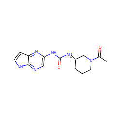 CC(=O)N1CCC[C@H](NC(=O)Nc2cnc3[nH]ccc3n2)C1 ZINC000118760927