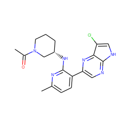 CC(=O)N1CCC[C@H](Nc2nc(C)ccc2-c2cnc3[nH]cc(Cl)c3n2)C1 ZINC000168485854