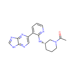 CC(=O)N1CCC[C@H](Nc2ncccc2-c2cnc3[nH]cnc3n2)C1 ZINC000168862658