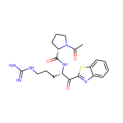 CC(=O)N1CCC[C@H]1C(=O)N[C@@H](CCCNC(=N)N)C(=O)c1nc2ccccc2s1 ZINC000013526013