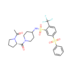 CC(=O)N1CCC[C@H]1C(=O)N1CCC(NS(=O)(=O)c2cc(S(=O)(=O)c3ccccc3)ccc2C(F)(F)F)CC1 ZINC000042919970