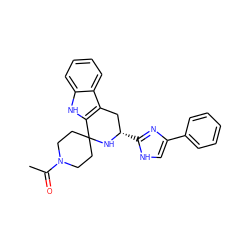 CC(=O)N1CCC2(CC1)N[C@@H](c1nc(-c3ccccc3)c[nH]1)Cc1c2[nH]c2ccccc12 ZINC000013863919