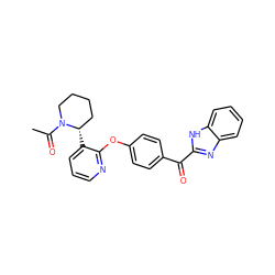 CC(=O)N1CCCC[C@@H]1c1cccnc1Oc1ccc(C(=O)c2nc3ccccc3[nH]2)cc1 ZINC000139368234