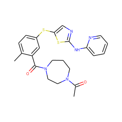 CC(=O)N1CCCN(C(=O)c2cc(Sc3cnc(Nc4ccccn4)s3)ccc2C)CC1 ZINC000029038342