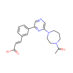 CC(=O)N1CCCN(c2cncc(-c3cccc(/C=C/C(=O)O)c3)n2)CC1 ZINC000040429604