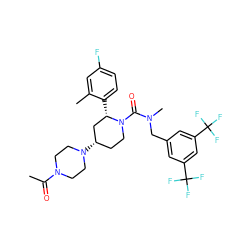 CC(=O)N1CCN([C@H]2CCN(C(=O)N(C)Cc3cc(C(F)(F)F)cc(C(F)(F)F)c3)[C@@H](c3ccc(F)cc3C)C2)CC1 ZINC000042856600