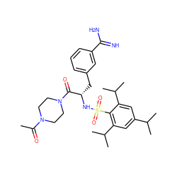 CC(=O)N1CCN(C(=O)[C@H](Cc2cccc(C(=N)N)c2)NS(=O)(=O)c2c(C(C)C)cc(C(C)C)cc2C(C)C)CC1 ZINC000026934992