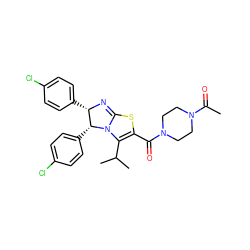 CC(=O)N1CCN(C(=O)C2=C(C(C)C)N3C(=N[C@@H](c4ccc(Cl)cc4)[C@H]3c3ccc(Cl)cc3)S2)CC1 ZINC000095574714