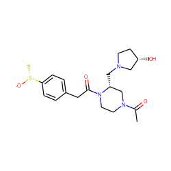 CC(=O)N1CCN(C(=O)Cc2ccc([S@@+](C)[O-])cc2)[C@H](CN2CC[C@H](O)C2)C1 ZINC000026375874