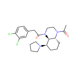 CC(=O)N1CCN(C(=O)Cc2ccc(Cl)c(Cl)c2)[C@@H]2[C@H](N3CCCC3)CCC[C@H]21 ZINC000144757856