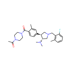 CC(=O)N1CCN(C(=O)c2ccc([C@H]3CN(Cc4c(C)cccc4F)C[C@@H]3N(C)C)cc2C)CC1 ZINC001772616713