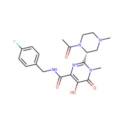 CC(=O)N1CCN(C)C[C@@H]1c1nc(C(=O)NCc2ccc(F)cc2)c(O)c(=O)n1C ZINC000014979285