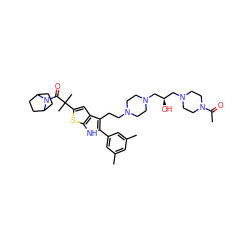 CC(=O)N1CCN(C[C@@H](O)CN2CCN(CCc3c(-c4cc(C)cc(C)c4)[nH]c4sc(C(C)(C)C(=O)N5C6CCC5CC6)cc34)CC2)CC1 ZINC000028961527