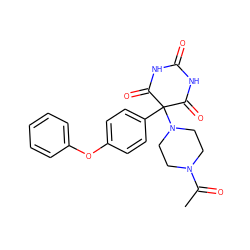 CC(=O)N1CCN(C2(c3ccc(Oc4ccccc4)cc3)C(=O)NC(=O)NC2=O)CC1 ZINC000072106822