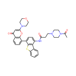 CC(=O)N1CCN(CCC(=O)Nc2ccc(-c3cccc4c(=O)cc(N5CCOCC5)oc34)c3sc4ccccc4c23)CC1 ZINC000101696260