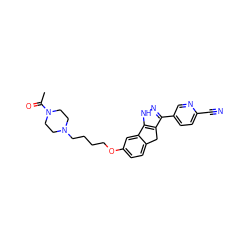 CC(=O)N1CCN(CCCCOc2ccc3c(c2)-c2[nH]nc(-c4ccc(C#N)nc4)c2C3)CC1 ZINC000028951625