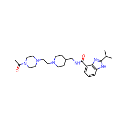 CC(=O)N1CCN(CCN2CCC(CNC(=O)c3cccc4[nH]c(C(C)C)nc34)CC2)CC1 ZINC000096272870