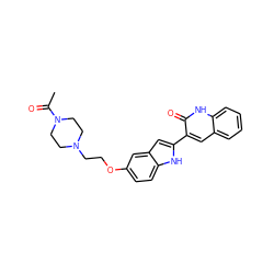 CC(=O)N1CCN(CCOc2ccc3[nH]c(-c4cc5ccccc5[nH]c4=O)cc3c2)CC1 ZINC000013588769