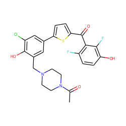 CC(=O)N1CCN(Cc2cc(-c3ccc(C(=O)c4c(F)ccc(O)c4F)s3)cc(Cl)c2O)CC1 ZINC001772617751