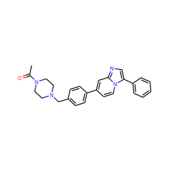 CC(=O)N1CCN(Cc2ccc(-c3ccn4c(-c5ccccc5)cnc4c3)cc2)CC1 ZINC000014944985