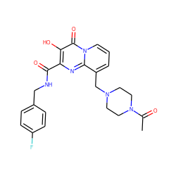 CC(=O)N1CCN(Cc2cccn3c(=O)c(O)c(C(=O)NCc4ccc(F)cc4)nc23)CC1 ZINC000045505926