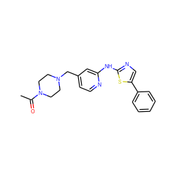 CC(=O)N1CCN(Cc2ccnc(Nc3ncc(-c4ccccc4)s3)c2)CC1 ZINC000013586290