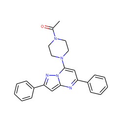 CC(=O)N1CCN(c2cc(-c3ccccc3)nc3cc(-c4ccccc4)nn23)CC1 ZINC000095569413