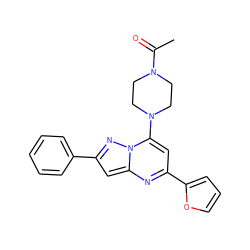 CC(=O)N1CCN(c2cc(-c3ccco3)nc3cc(-c4ccccc4)nn23)CC1 ZINC000095567514