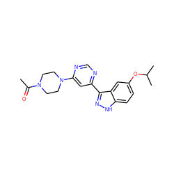 CC(=O)N1CCN(c2cc(-c3n[nH]c4ccc(OC(C)C)cc34)ncn2)CC1 ZINC000225638551