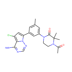 CC(=O)N1CCN(c2cc(C)cc(-c3cc(Cl)c4c(N)ncnn34)c2)C(=O)C1(C)C ZINC001772620576