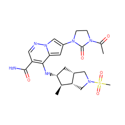 CC(=O)N1CCN(c2cc3c(N[C@@H]4C[C@@H]5CN(S(C)(=O)=O)C[C@@H]5[C@H]4C)c(C(N)=O)cnn3c2)C1=O ZINC000216534377