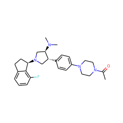 CC(=O)N1CCN(c2ccc([C@@H]3CN([C@@H]4CCc5cccc(F)c54)C[C@H]3N(C)C)cc2)CC1 ZINC001772625297