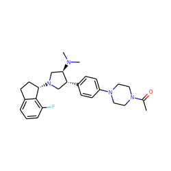 CC(=O)N1CCN(c2ccc([C@@H]3CN([C@H]4CCc5cccc(F)c54)C[C@H]3N(C)C)cc2)CC1 ZINC001772587978