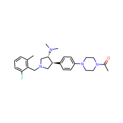 CC(=O)N1CCN(c2ccc([C@H]3CN(Cc4c(C)cccc4F)C[C@@H]3N(C)C)cc2)CC1 ZINC001772583294