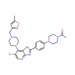 CC(=O)N1CCN(c2ccc(-c3nc4ncc(Br)c(N5CCN(Cc6cc(C)on6)CC5)c4[nH]3)cc2)CC1 ZINC000095564022