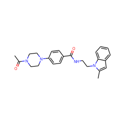 CC(=O)N1CCN(c2ccc(C(=O)NCCn3c(C)cc4ccccc43)cc2)CC1 ZINC000169351815