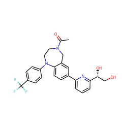 CC(=O)N1CCN(c2ccc(C(F)(F)F)cc2)c2ccc(-c3cccc([C@H](O)CO)n3)cc2C1 ZINC000473112965