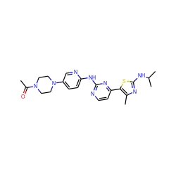 CC(=O)N1CCN(c2ccc(Nc3nccc(-c4sc(NC(C)C)nc4C)n3)nc2)CC1 ZINC001772628726