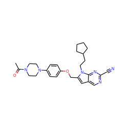 CC(=O)N1CCN(c2ccc(OCc3cc4cnc(C#N)nc4n3CCC3CCCC3)cc2)CC1 ZINC000040392631