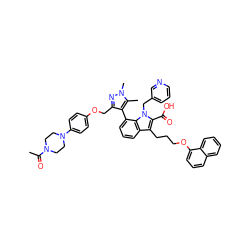 CC(=O)N1CCN(c2ccc(OCc3nn(C)c(C)c3-c3cccc4c(CCCOc5cccc6ccccc56)c(C(=O)O)n(Cc5cccnc5)c34)cc2)CC1 ZINC000164088109