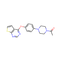 CC(=O)N1CCN(c2ccc(Oc3ncnc4sccc34)cc2)CC1 ZINC000003430638