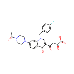 CC(=O)N1CCN(c2ccc3c(=O)c(C(=O)CC(=O)C(=O)O)cn(Cc4ccc(F)cc4)c3c2)CC1 ZINC000169312563