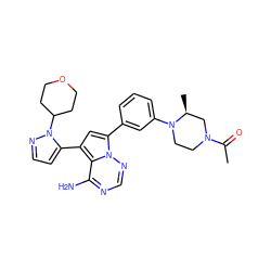 CC(=O)N1CCN(c2cccc(-c3cc(-c4ccnn4C4CCOCC4)c4c(N)ncnn34)c2)[C@@H](C)C1 ZINC001772617121