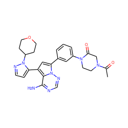 CC(=O)N1CCN(c2cccc(-c3cc(-c4ccnn4C4CCOCC4)c4c(N)ncnn34)c2)C(=O)C1 ZINC001772611942