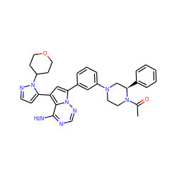 CC(=O)N1CCN(c2cccc(-c3cc(-c4ccnn4C4CCOCC4)c4c(N)ncnn34)c2)C[C@H]1c1ccccc1 ZINC001772656829