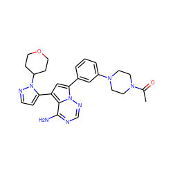 CC(=O)N1CCN(c2cccc(-c3cc(-c4ccnn4C4CCOCC4)c4c(N)ncnn34)c2)CC1 ZINC000584905352