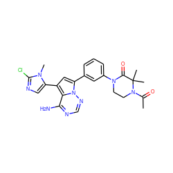 CC(=O)N1CCN(c2cccc(-c3cc(-c4cnc(Cl)n4C)c4c(N)ncnn34)c2)C(=O)C1(C)C ZINC001772644251